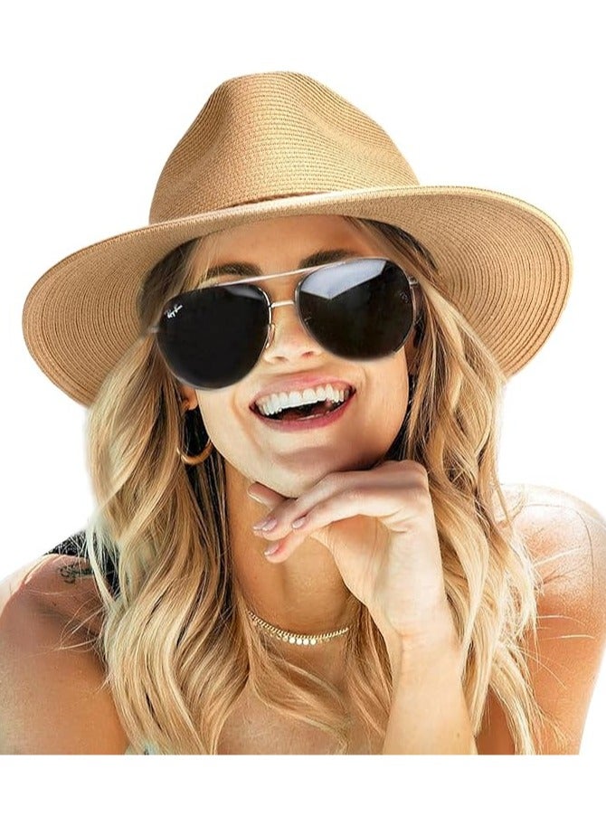 Goolsky Sun Hats for Women Summer Wide Brim UV UPF 50+ Panama Foldable Packable Straw Beach Hat - Image 1