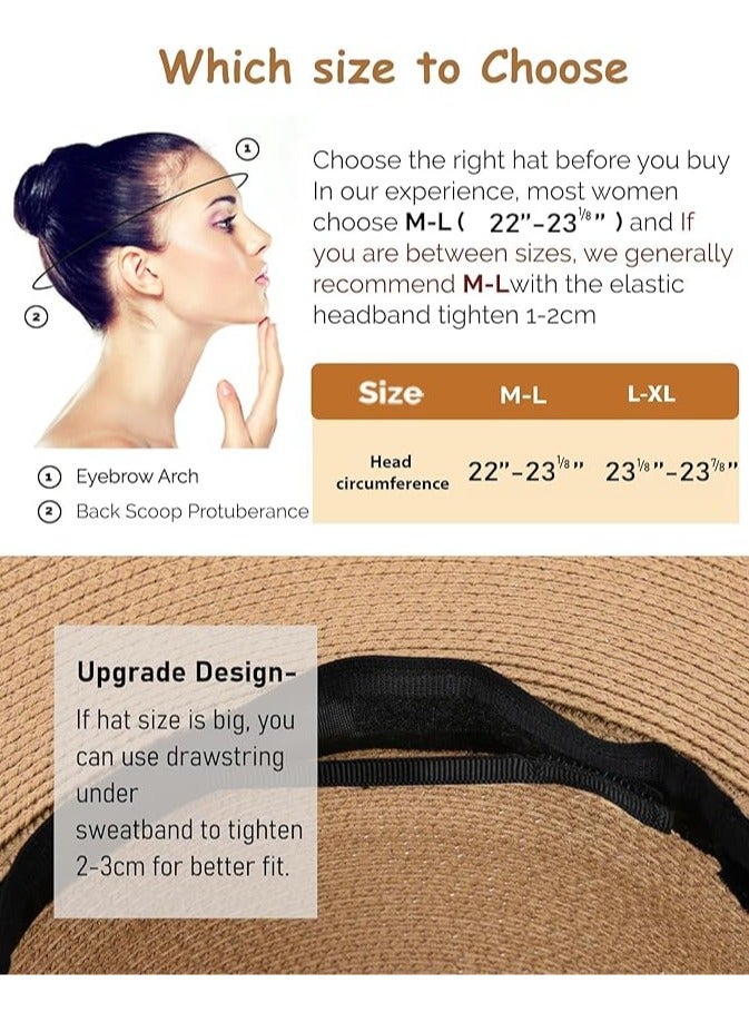 Goolsky Sun Hats for Women Summer Wide Brim UV UPF 50+ Panama Foldable Packable Straw Beach Hat - Image 4