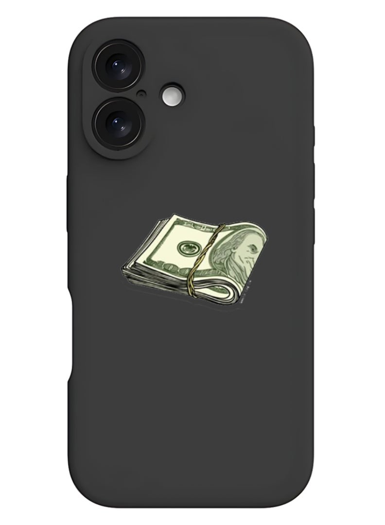 Theodor iPhone 16 Plus Black Protective Slim Fit Case Liquid Silicone Cover with Full Body Protection Anti-Scratch Shockproof Case For iPhone - Cash Sticker - Image 1