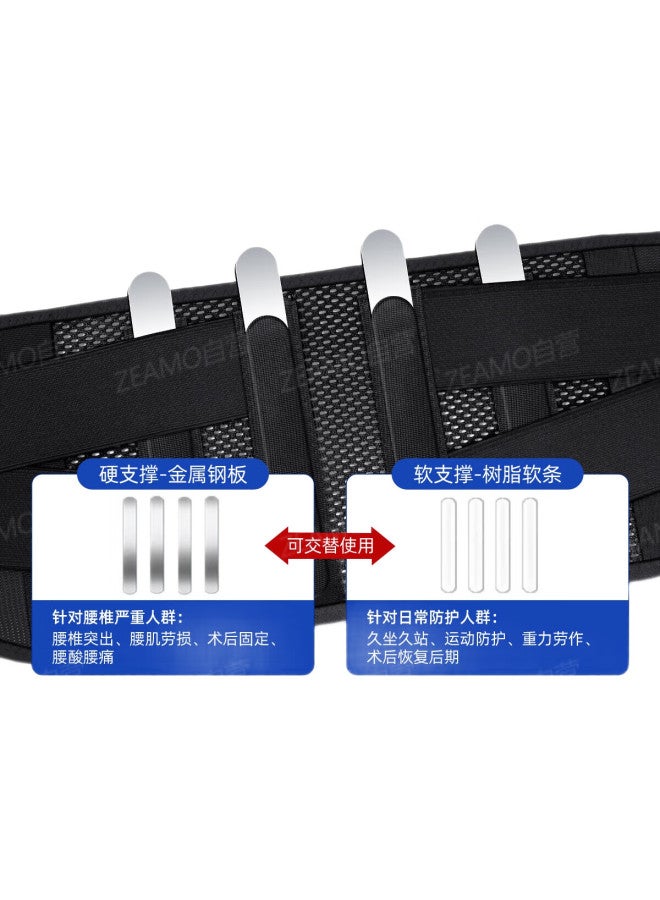 ZEAMO Medical Back Support Belt For Lumbar Disc Herniation, Lumbar Muscle Strain, Steel Plate Lumbar Support, Breathable Sports Post-Surgery Waist Brace, Size M - Image 1