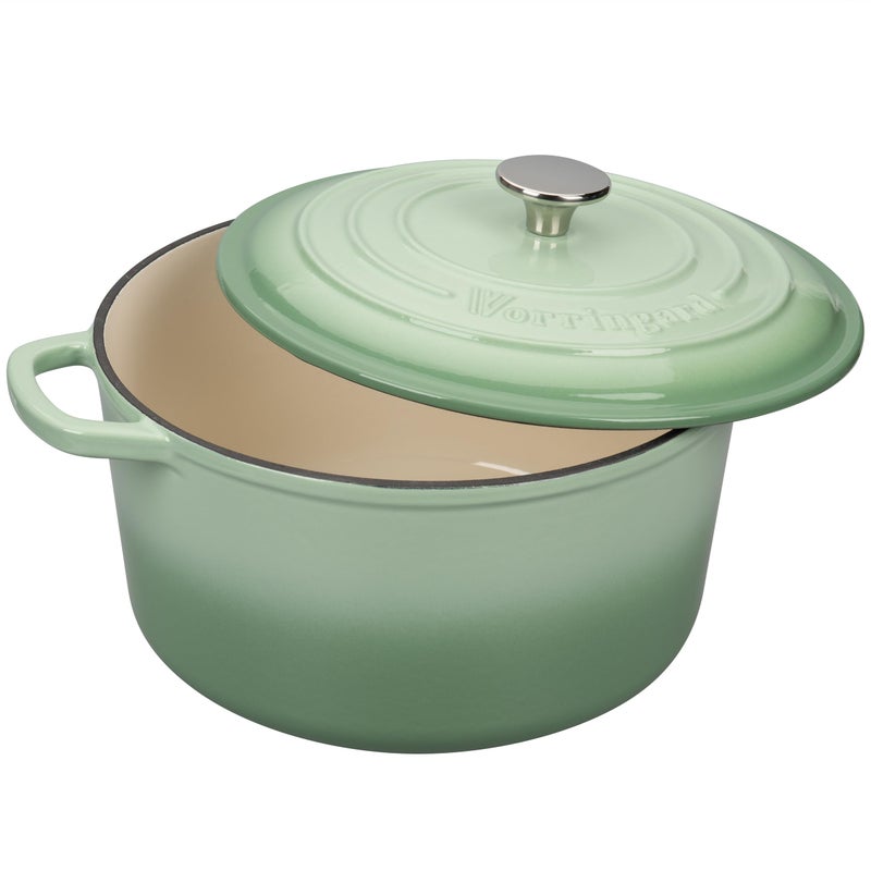 VORRINGARD Enameled Cast Iron Dutch Oven Pot with Lid, for Sourdough Bread Baking, Round Dutch Ovens, 6 Quart, Green - Image 4