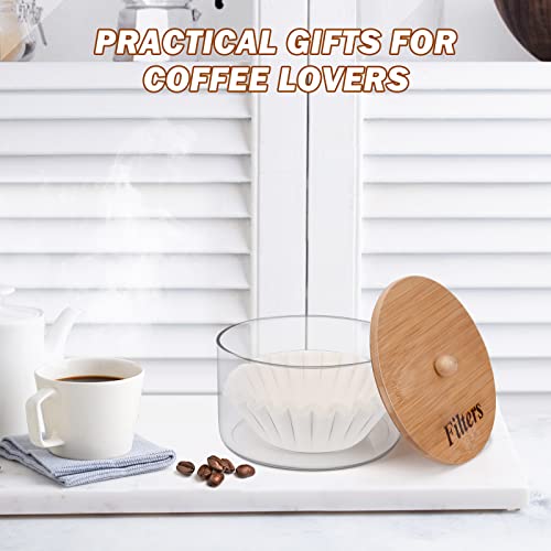 BKYFPQ Coffee Filter Holder with Lid,Glass Coffee Filter Storage Container,Coffee Filter Dispenser,Rustic Coffee Filter Organizer Basket,Coffee Filter Container for Counter, Coffee Bar Accessories Decor - Image 2