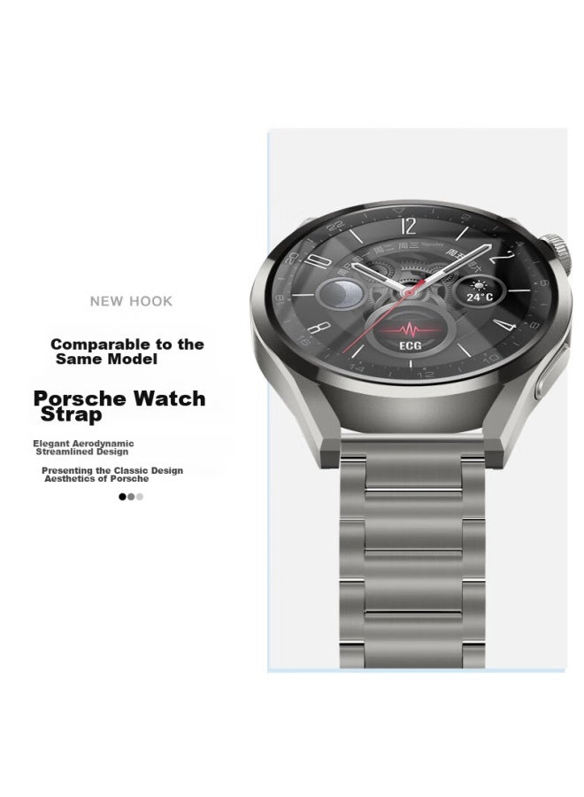 Wei Qiantu حزام ويكوانتو متوافق مع ساعات هواوي GT4/Gt5/Pro/Watch3Pro/4Pro، قطع معدنية من التيتانيوم النقي [ثلاث قطع من التيتانيوم النقي] 46/48 مم [أسود] - Image 3