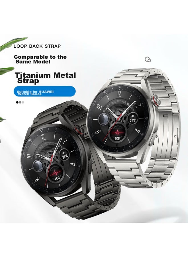 Wei Qiantu حزام ويكوانتو متوافق مع ساعات هواوي GT4/Gt5/Pro/Watch3Pro/4Pro، قطع معدنية من التيتانيوم النقي [ثلاث قطع من التيتانيوم النقي] 46/48 مم [أسود] - Image 2