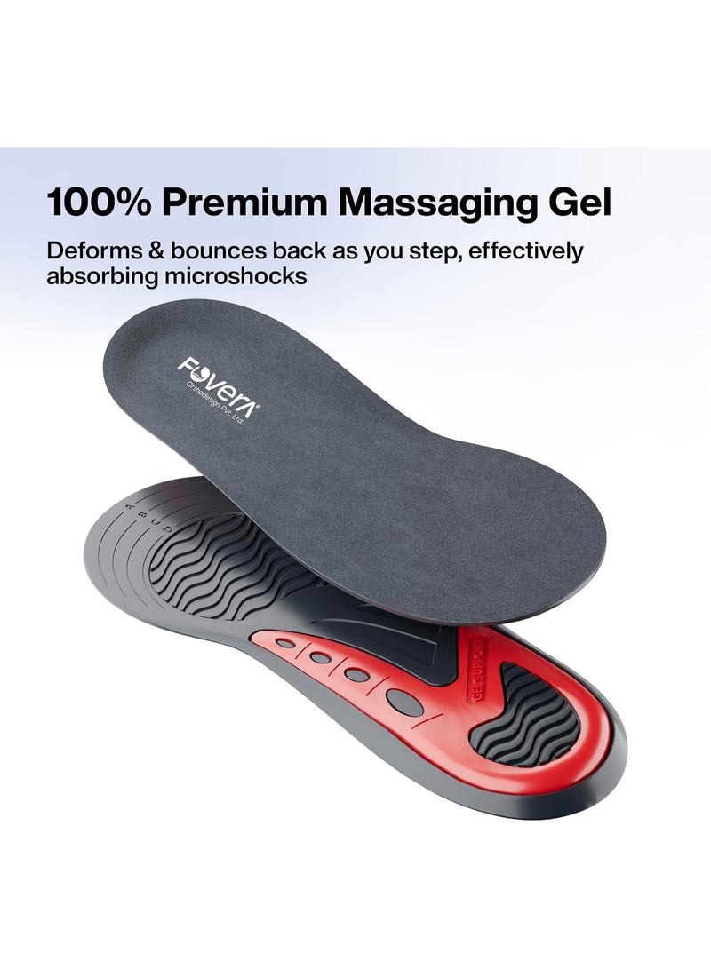 FOverA Dual Gel Insoles Pair for Walking, Running, Sports, Formal and Safety Shoes, All Day Comfort with Dual Gel Technology, Full Length Sole for Every Shoe (Red (1 pair pack), MALE) - Image 3