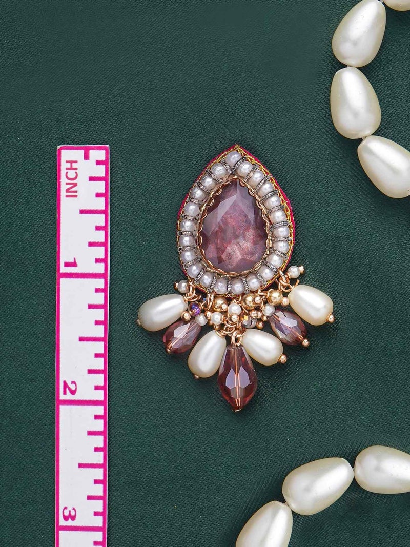 SANJOYA by EVERSTYLISH Embroidered Earrings for Women | Rosy Stone, Beads & Glass Drop Stud Earrings | Ethnic Jewelry for Weddings, Festivals & Special Occasions - Image 3