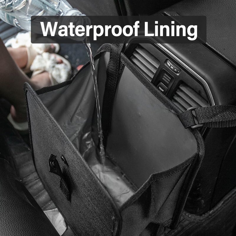 ECVV Car Trash Can, Automotive Trash Bin, Leak-Proof Back Seat Garbage Bag, Oxford Cloth Vehicle Container, Foldable Hanging Auto Organizer-Black - Image 4