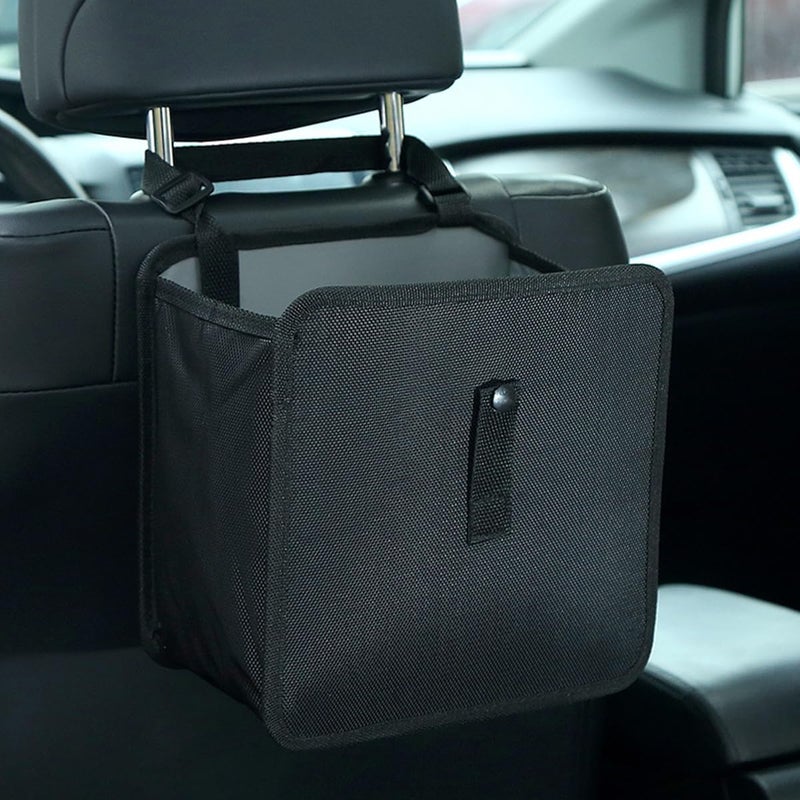 ECVV Car Trash Can, Automotive Trash Bin, Leak-Proof Back Seat Garbage Bag, Oxford Cloth Vehicle Container, Foldable Hanging Auto Organizer-Black - Image 1