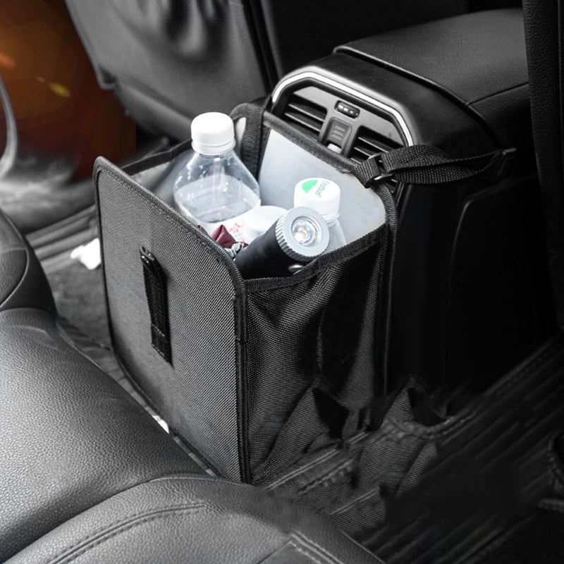 ECVV Car Trash Can, Automotive Trash Bin, Leak-Proof Back Seat Garbage Bag, Oxford Cloth Vehicle Container, Foldable Hanging Auto Organizer-Black - Image 3