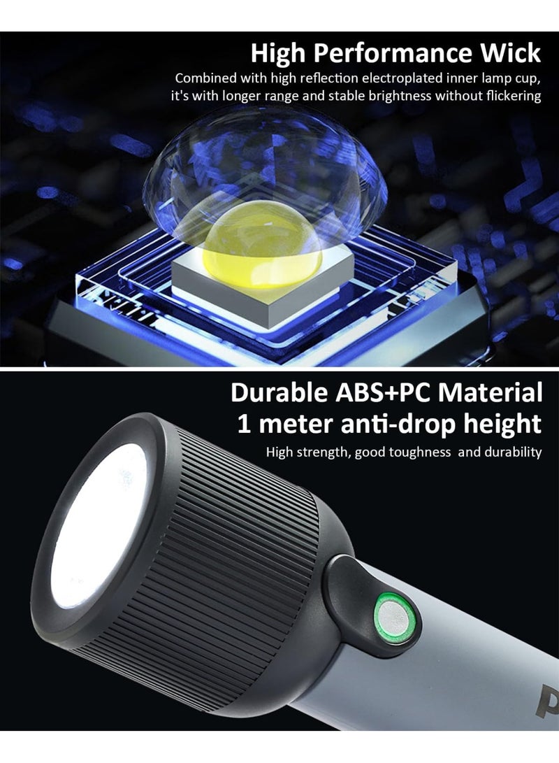 Philips Handheld Rechargeable Torch Light | 400 Lumens LED Flashlight | 2000 mAh Battery | 3 Lighting Modes (Full, Low, Infinite Dimming) | Type-C Charging | IP44 Splash-Proof | Portable Flash Light for Home, Camping, Hiking & Emergency Use grey - Image 5