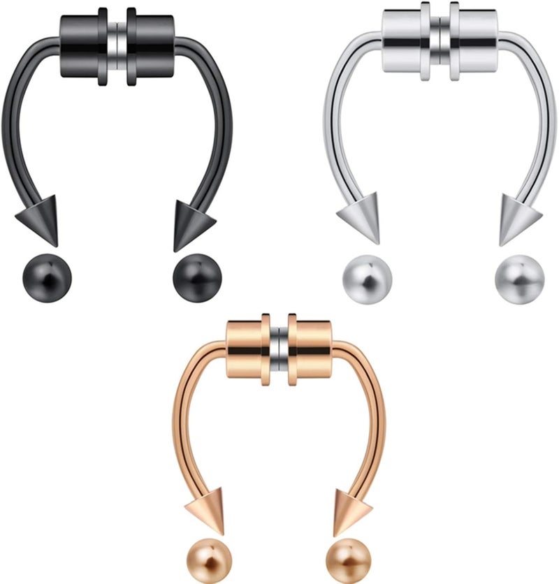 outerunner Store Fake Nose Ring Septum Piercing Magnet Magnetic Nose Hoop Rings Faux Septum Rings Non Piercing Clip On Nose Hoop Rings - Image 1