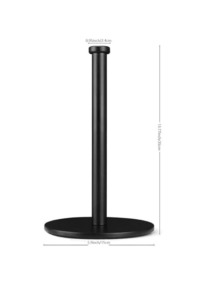 HOOKOR - Paper Towel Holder, Black Kitchen Roll Holder Organizer, Premium Stainless Steel Paper Towel Holder for Kitchen Roll Holder, Steady Countertop Paper Towel Holder with Weighted Base (BLACK) - Image 1