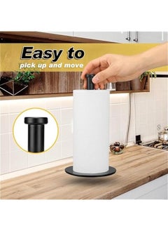 HOOKOR Paper Towel Holder, Black Kitchen Roll Holder Organizer, Premium Stainless Steel Paper Towel Holder for Kitchen Roll Holder, Steady Countertop Paper Towel Holder with Weighted Base (BLACK)  - Image 4