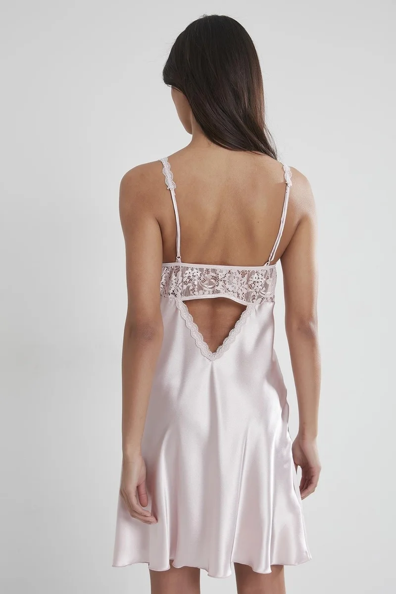 بيير كاردان 665 Women's Satin Lace Nightgown - Powder