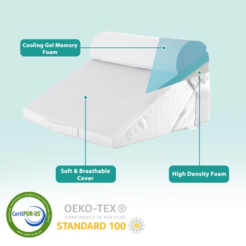 Bedluxe 3Pcs Orthopedic Bed Wedge Pillow Set, Foam Wedge Pillow Post Surgery for Back, Leg and Knee Support, Adjustable 9&12 Inch Folding Triangle Pillow for Sleeping, Acid Reflux, Snoring, White - Image 3