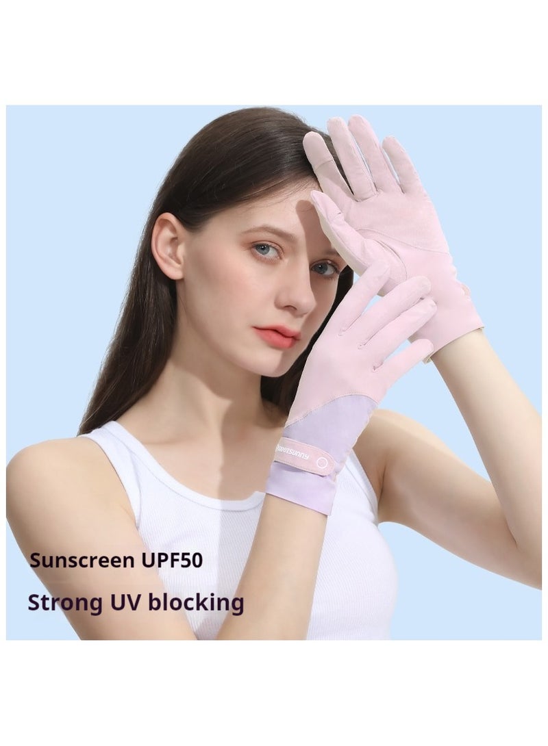 UPF 50+ Women's Summer Sun Gloves | Silk-Lined Breathable Driving Gloves with UV Protection – Lightweight & Elegant (Pink) - Image 2