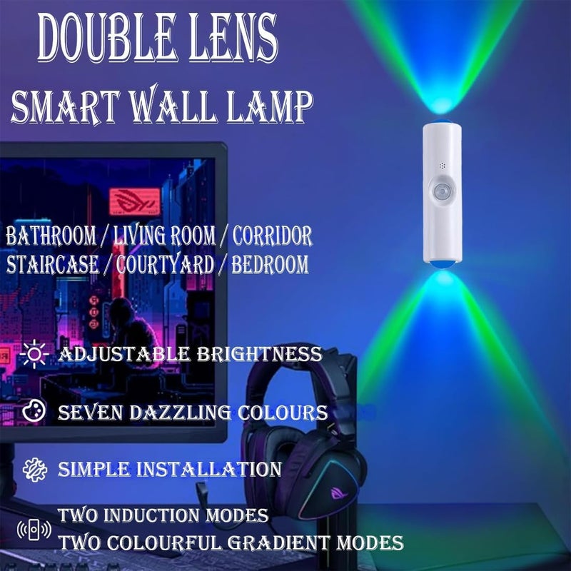KASTWAVE 2Pcs Motion Sensor Night Light - Portable Wireless Wall Mounted LED Lamp with USB Rechargeable and Seven Color Modes - Image 5