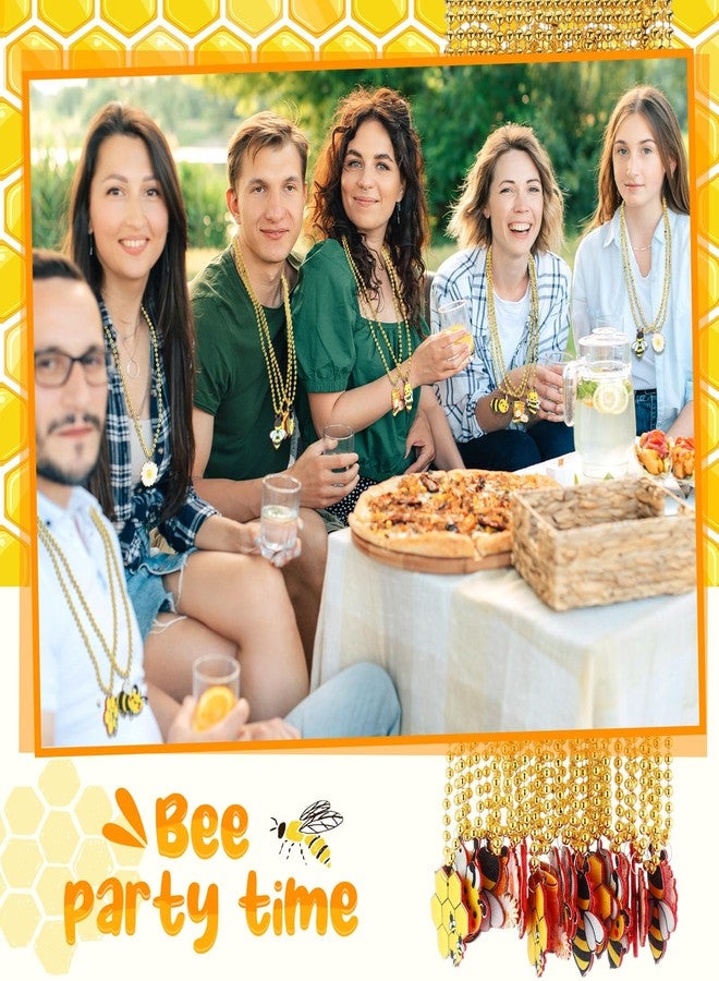Quelay 24 Packs Bee Necklace Bead Flower Honey Pots Mardi Gras Beads for Bee Party Favors Bee Decorations - Image 5