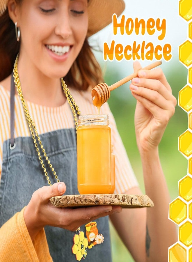 Quelay 24 Packs Bee Necklace Bead Flower Honey Pots Mardi Gras Beads for Bee Party Favors Bee Decorations - Image 4