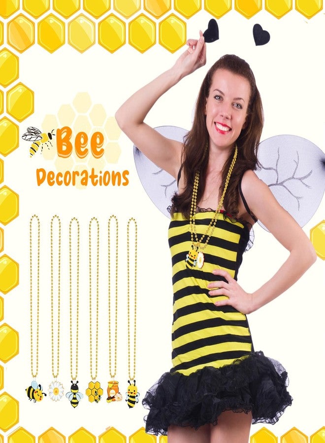 Quelay 24 Packs Bee Necklace Bead Flower Honey Pots Mardi Gras Beads for Bee Party Favors Bee Decorations - Image 3