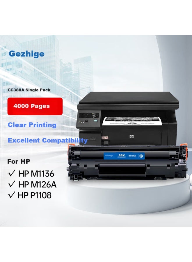 Gezhige Cc388a Toner Cartridge, M126nw Toner Compatible With Hp M126a Toner, Hp1108 M1136 128fn P1008 M226dn M1216nfh Toner Cartridge, 88a High Capacity - Image 2