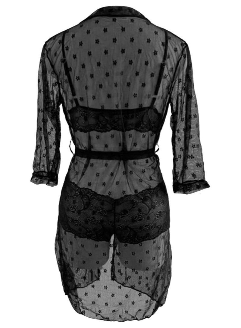Caprisious Lace Mesh Corset Lingerie & Women's Bathrobe Set – Elegant Underwear with Timeless Charm - Image 4