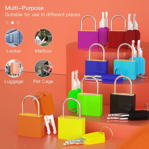 Nrevichng 8Pcs Small Locks with Keys, Multicolor Luggage Padlocks ABS Plastic Covered Copper Keyed Padlock Lock for Locker with Key - Suitable for Suitcase, Backpack, Jewelry Box - Image 3