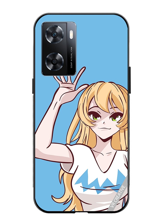 VR CREATIVE Protective Case Cover For Oppo A57/A77s Anime Girl Waving Hand Design Multicolour - Image 1