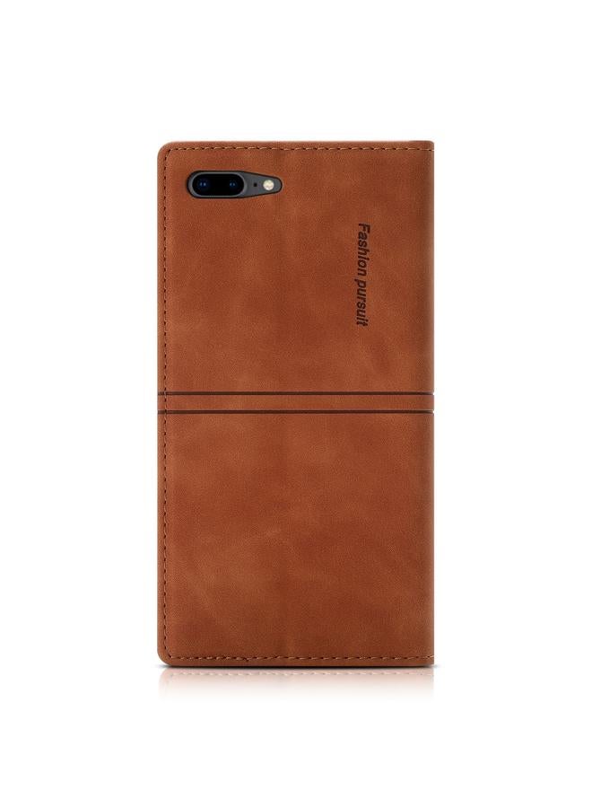 اس-توب جراب Dream Magnetic Suction Business من الجلد الصناعي مع حامل وفتحة للبطاقات ومحفظة لهاتف iPhone 8 Plus / 7 Plus - Image 3