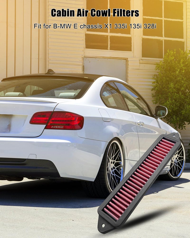 Tavaski Cabin Air Cowl Filter Fit for B-MW E Chassis E82 E88 E90 E91 E92 E93 X1 335i 135i 328i Air Filters, Red - Image 5
