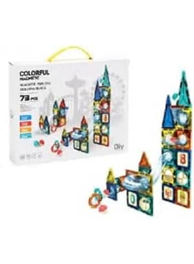 Educational Magnetic Building Blocks Set - Develop Creativity & Learning for Kids Geometry Shapes, Magnetic Tube Building Set - 73 Pieces Develop Creativity & STEM Skills for Kids 