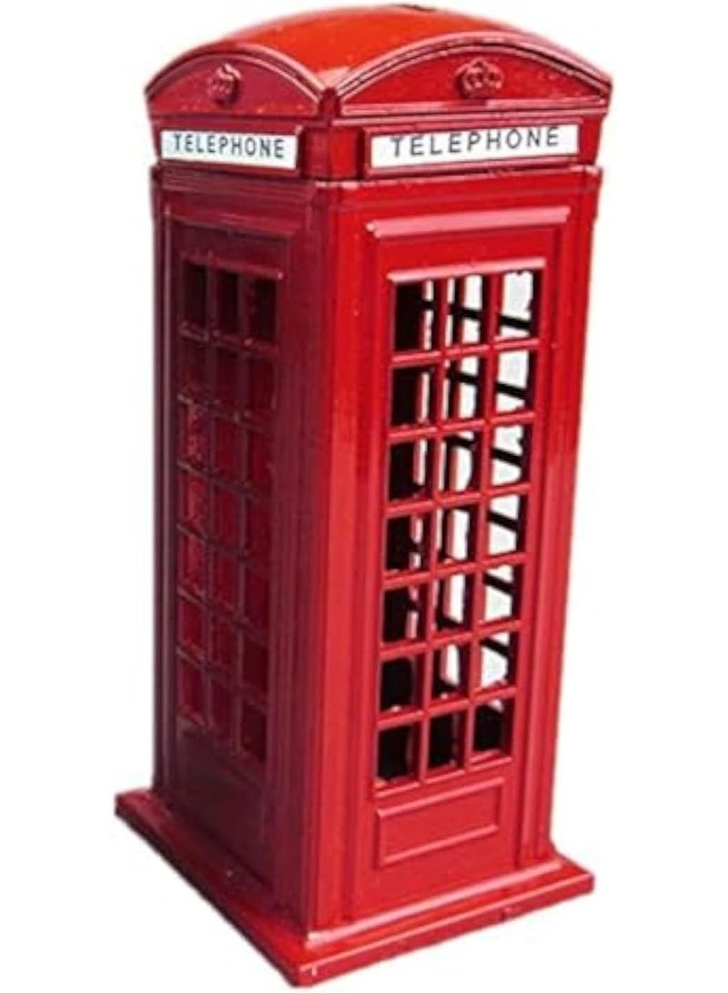 Red London Telephone Booth Miniature Model - Vintage Style Piggy Bank & Luxury Desk Decor - High-Quality Metal