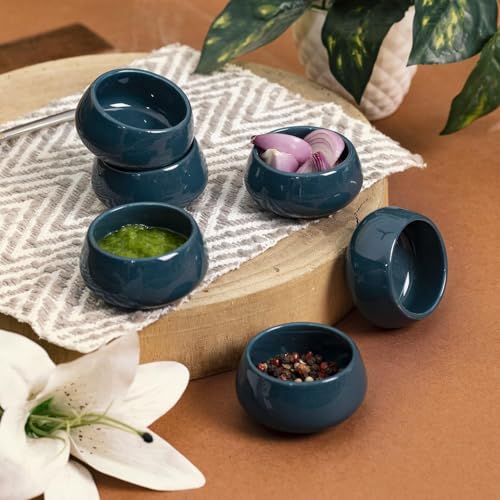 Lupaava Serving Dip Sauce Chutney Mini Ceramic Bowls Pack of 6 | Ceramic Handcrafted Shine, Microwave Bowl Sets, Kitchen Accessories 35 ml - Image 2