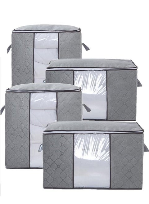 4 Pcs Large Capacity Storage Bag Organizer with Reinforced Handles and Clear Windows
