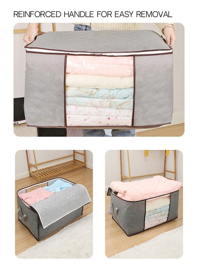 4 Pcs Large Capacity Storage Bag Organizer with Reinforced Handles and Clear Windows