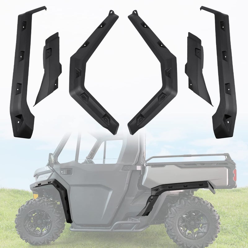 CUSAUTV Sport Front Rear Fender Flares Compatible with CanAm Defender HD5HD8HD10MAX 20162025Black Mud Guards for 715003898 6pcs