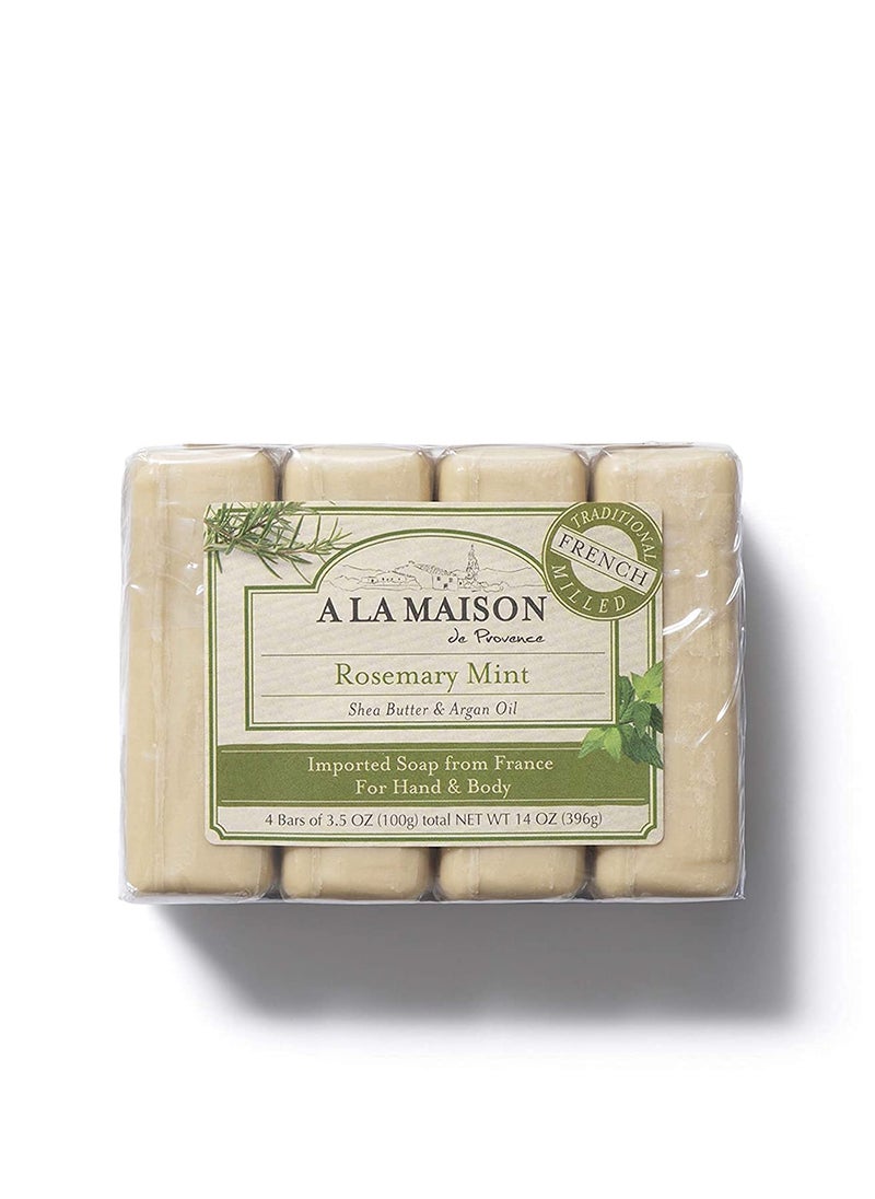 A La Maison - A LA MAISON Rosemary Mint Bar Soap - Triple French Milled Natural Moisturizing Hand Soap Bar (4 Bars of Soap, 3.5 oz) - Image 1