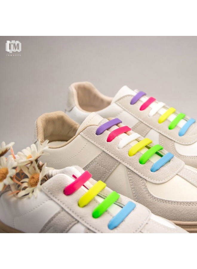 INMAKER (16pcs for adults Plus(9.5-13/men), Multi-Color) - No Tie Shoelaces for Kids and Adults, Elastic Shoe Laces for Sneakers, Silicone Tieless Laces - Image 2