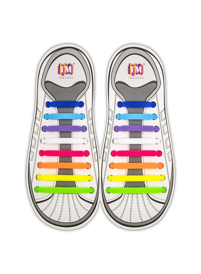 INMAKER (16pcs for adults Plus(9.5-13/men), Multi-Color) - No Tie Shoelaces for Kids and Adults, Elastic Shoe Laces for Sneakers, Silicone Tieless Laces - Image 1