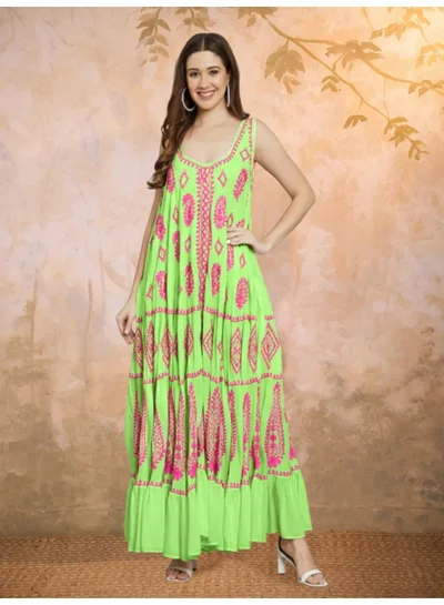 Alaya Hand Embroidered Chikankari Modal Kaftan-AL3605