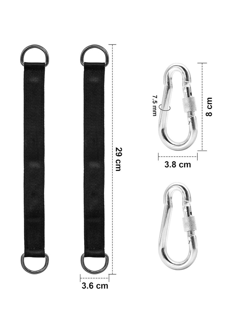 Generic Pack of 2 Swing Accessories, Tree Swing Strap, Hanging Hammock Set Portable Nylon Hanging Swing Strap Rip Resistant Hanging Strap with 4 Carabiners and 4 D-Rings for Hanging Swing Chair  - Image 1