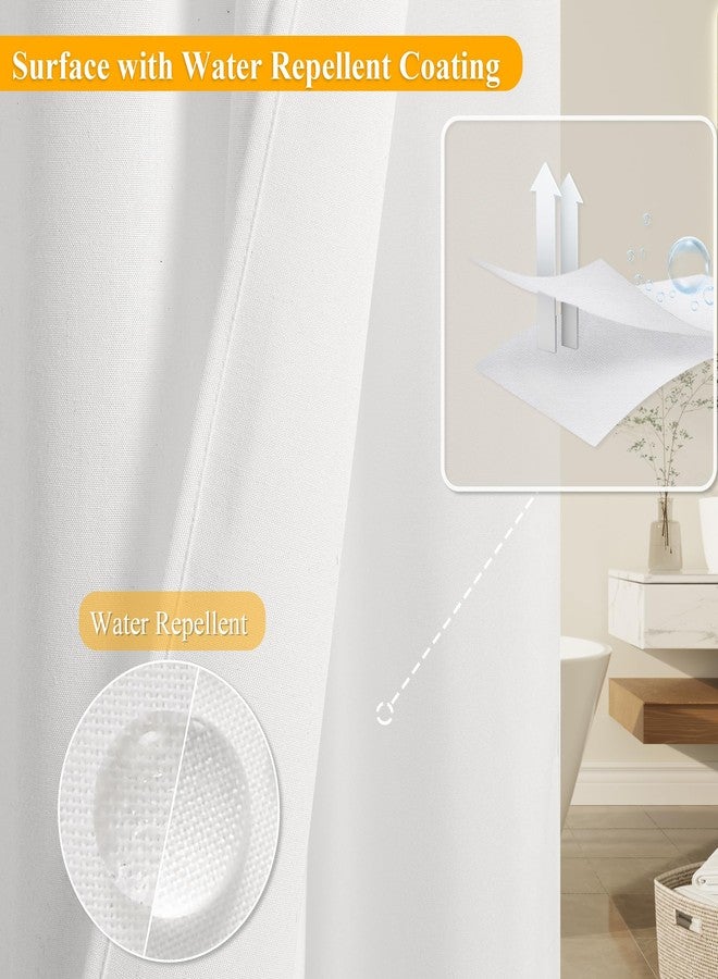 Jowels No Hooks Needed Linen Shower Curtain and Liner Set,White Hotel Luxury Decor Shower Curtains for Bathroom with See Through Top Window,Water Resistant Fabric,72Wx81L,White - Image 4