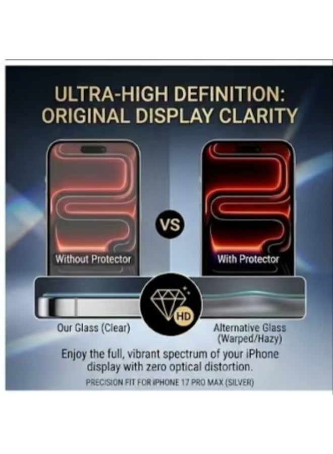 Captaintech Suitable for iPhone 17 Pro Max screen protector, high-quality 9H tempered glass, shatterproof and scratch resistant, high-definition transparent - Image 2