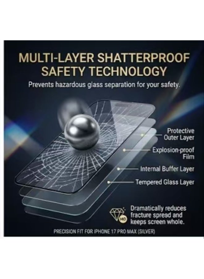 Captaintech Suitable for iPhone 17 Pro Max screen protector, high-quality 9H tempered glass, shatterproof and scratch resistant, high-definition transparent - Image 4