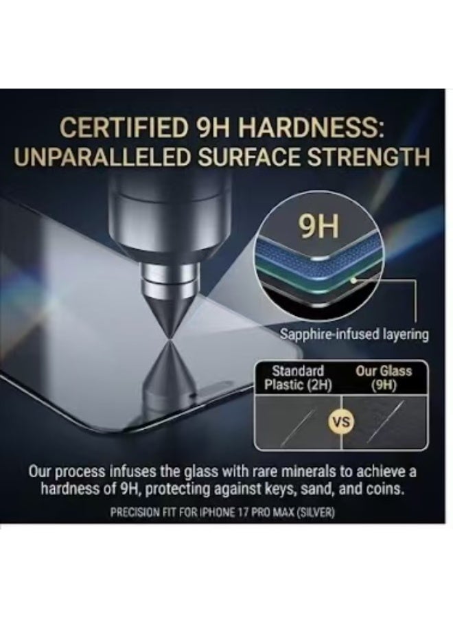 Captaintech Suitable for iPhone 17 Pro Max screen protector, high-quality 9H tempered glass, shatterproof and scratch resistant, high-definition transparent - Image 5