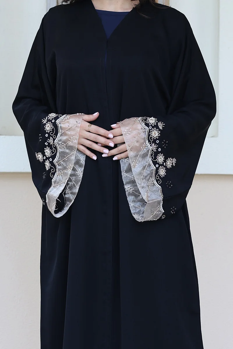 النخبة Timeless elegance black abaya-778