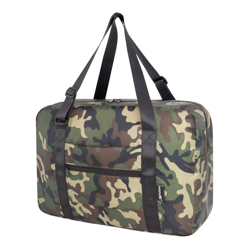 HOLYLUCK Small Duffle Bag for Men Women Mini Gym Bag Foldable Travel Tote Carry On Luggage with Trolley Sleeve Green Camo - Image 2