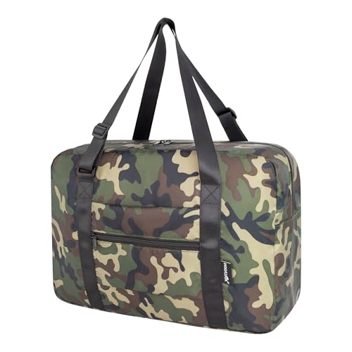 HOLYLUCK Small Duffle Bag for Men Women Mini Gym Bag Foldable Travel Tote Carry On Luggage with Trolley Sleeve Green Camo - Image 1