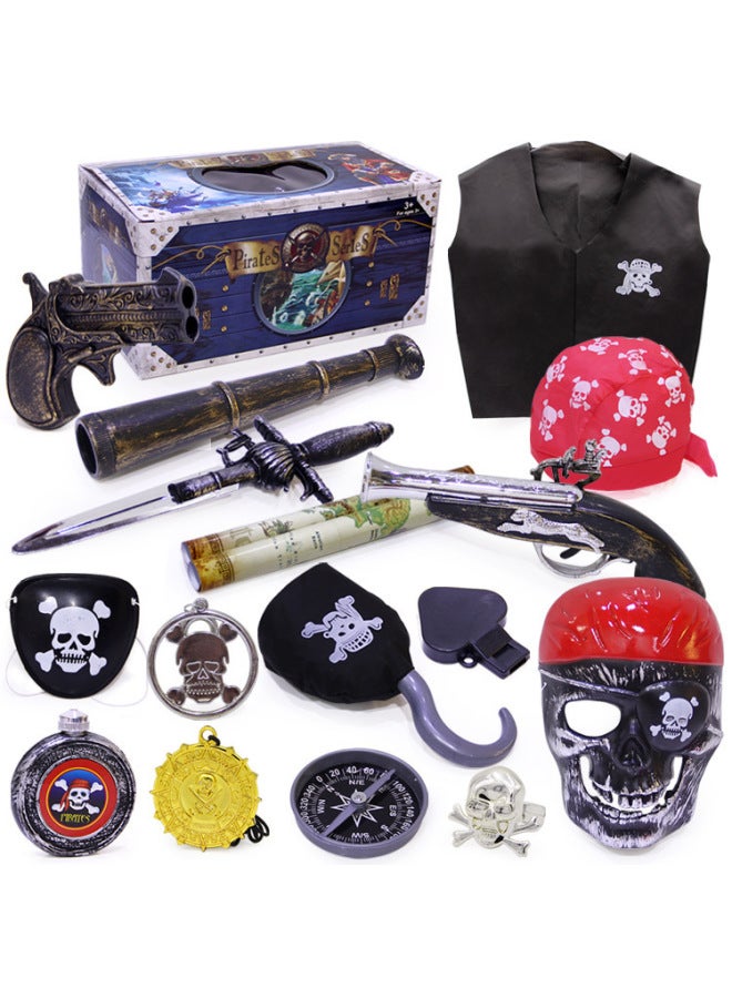 Loquat Toy Set Horror Devil Scream Funny Mask Grimace Skull Pirate Toy Outlet-Color:Blue Chest A Set - Image 1