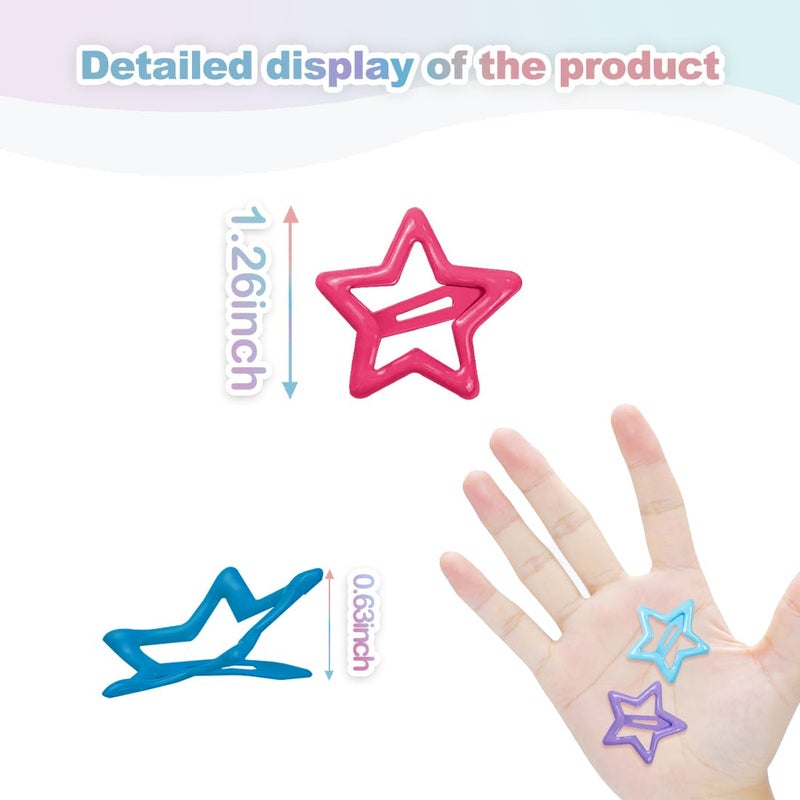 ELANE 64 Pcs Small Star Snap Hair Clips for Women Girl,Cute Hair Barrettes for Women Fine Thin Hair Accessories (Mix-colors) - Image 2